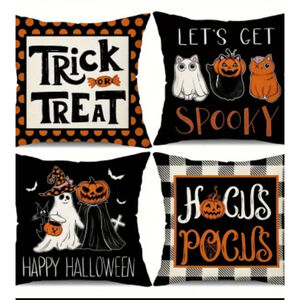Halloween Pillow Covers Set, 18x18 inch, Black Orange